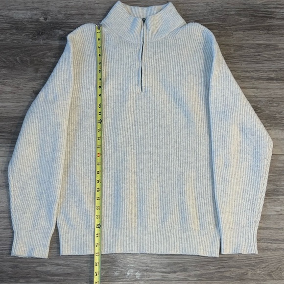 Men's Beige Half-Zip Sweater - Picture 4 of 8